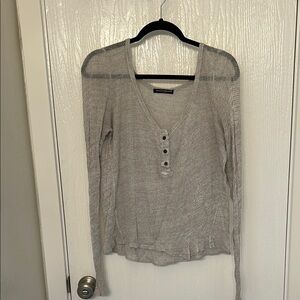 Brandy Melville Gray Ribbed Buttoned Blouse